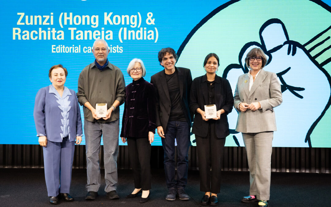 Cartoonists Rachita Taneja and Zunzi honored on World Press Freedom Day