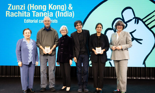 Cartoonists Rachita Taneja and Zunzi honored on World Press Freedom Day