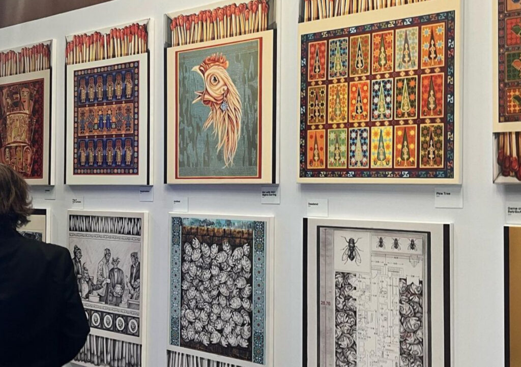 Artwork by Atena Farghadani shown at Oslo Freeom Forum, June 2024. Credit: Mohammad Moghimi via Instagram.